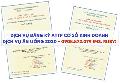 ĐĂNG KÝ AN TOÀN THỰC PHẨM CƠ SỞ KINH DOANH DỊCH VỤ ĂN UỐNG NĂM 2020