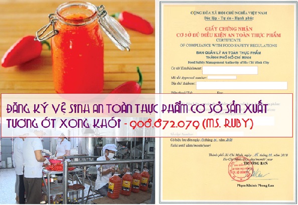 ĐĂNG KÝ AN TOÀN THỰC PHẨM CƠ SỞ SẢN XUẤT TƯƠNG ỚT XÔNG KHÓI