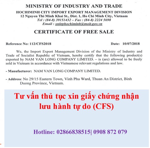 Tư Vấn Thủ Tục Xin Giấy Chứng Nhận Lưu Hành Tự Do (CFS)