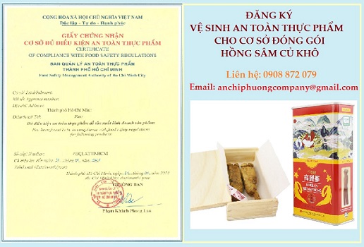 VỆ SINH AN TOÀN THỰC PHẨM CƠ SỞ ĐÓNG GÓI HỒNG SÂM CỦ KHÔ