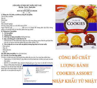 CÔNG BỐ CHẤT LƯỢNG BÁNH COOKIES ASSORT NHẬP KHẨU TỪ NHẬT 
